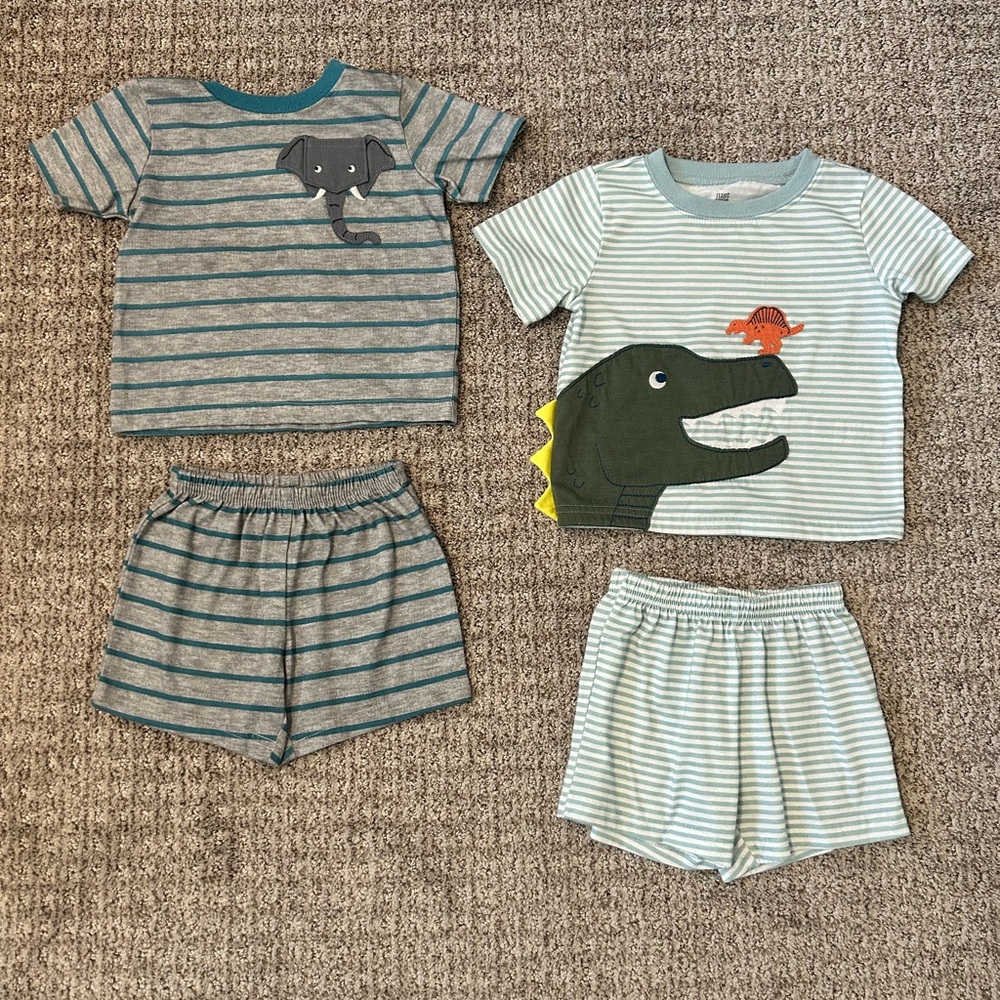 Carter's Gray and Light Blue Dinosaur & Elephant Pajama Short Set